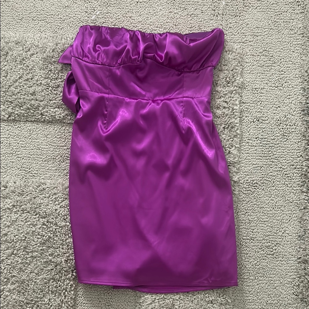 Purple Silk Strapless Dress